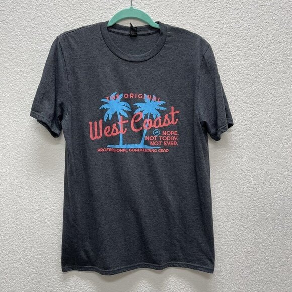 WEST COAST GOALKEEPING Shirt Mens Womens Medium SHORT SLEEVE Gray Teal Soccer - Picture 1 of 5